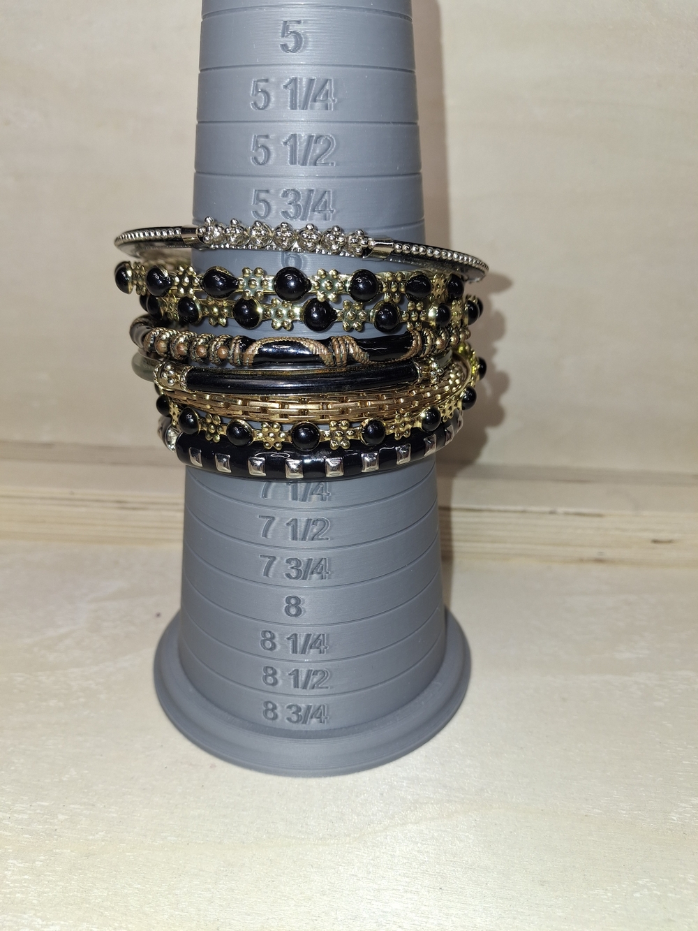 Stacked Black and Gold Women's Bracelet Set